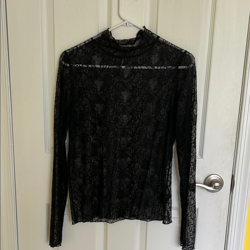 Floral black lace top